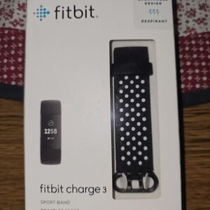 Fitbit Charge 3 Accessory Band, Official Fitbit Product, Sport, Black SIZE SMALL